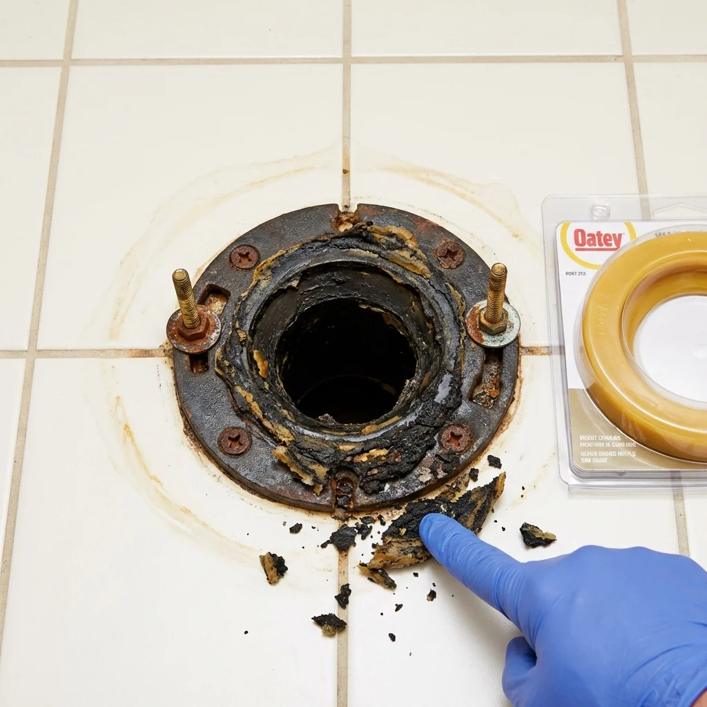 Failed wax ring showing water seepage at the base of a toilet in a Henderson, NV home
